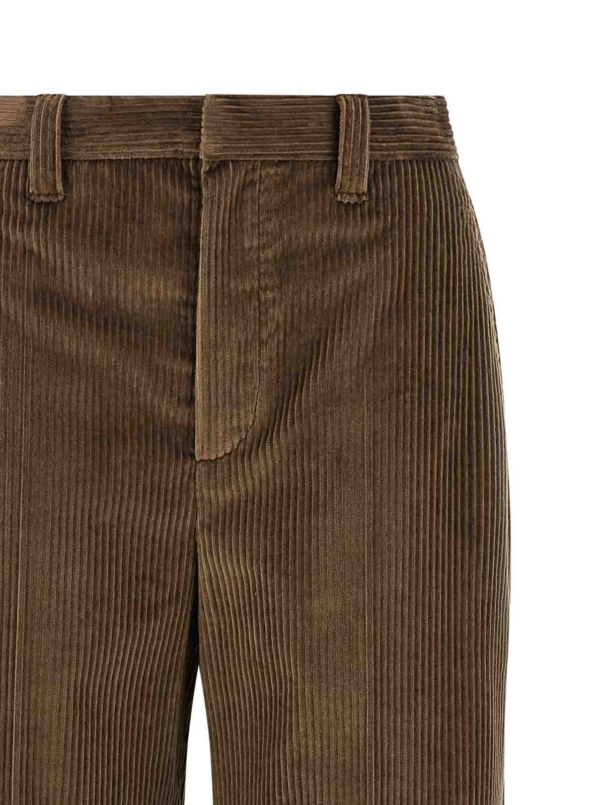 Brunello Cucinelli Women Fluid Corduroy Sartorial Track Trousers With Jewellery In Brown