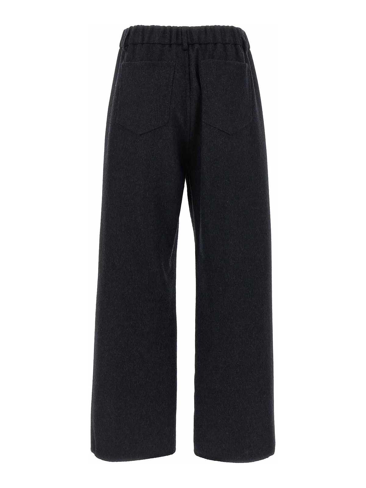 Brunello Cucinelli Wide Leg Flannel Trousers In Gray