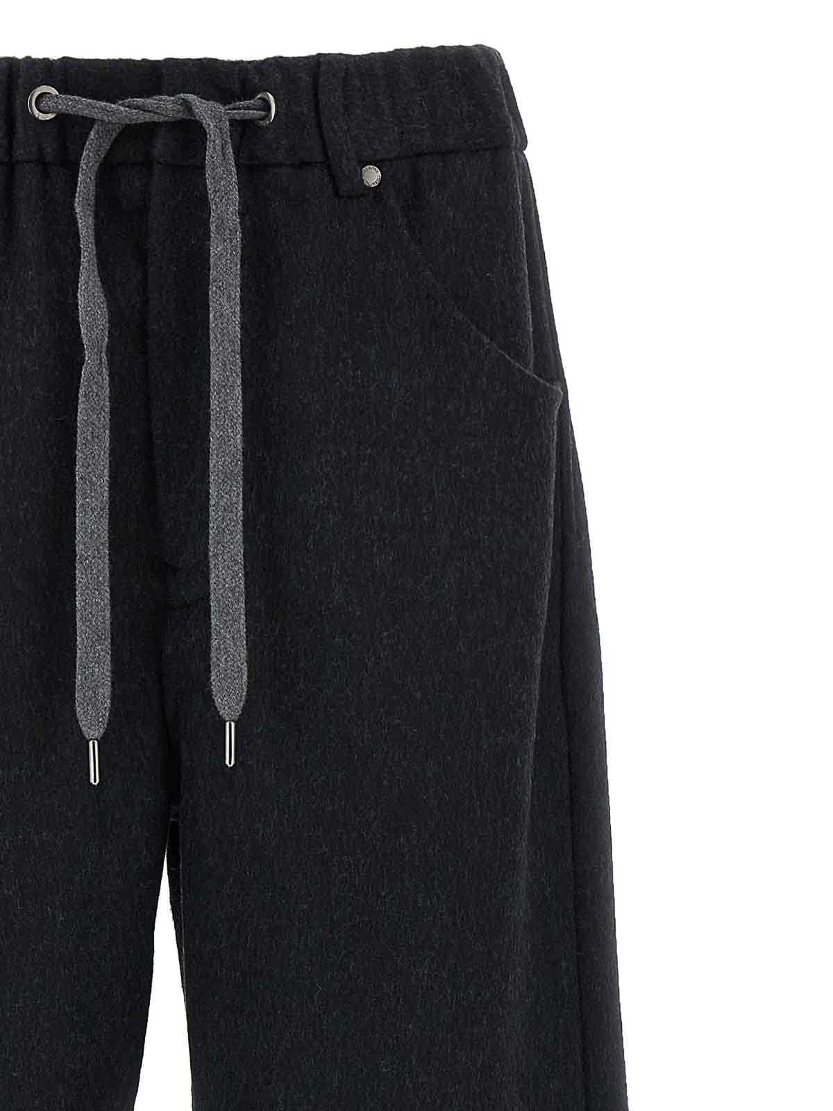 Brunello Cucinelli Wide Leg Flannel Trousers In Gray