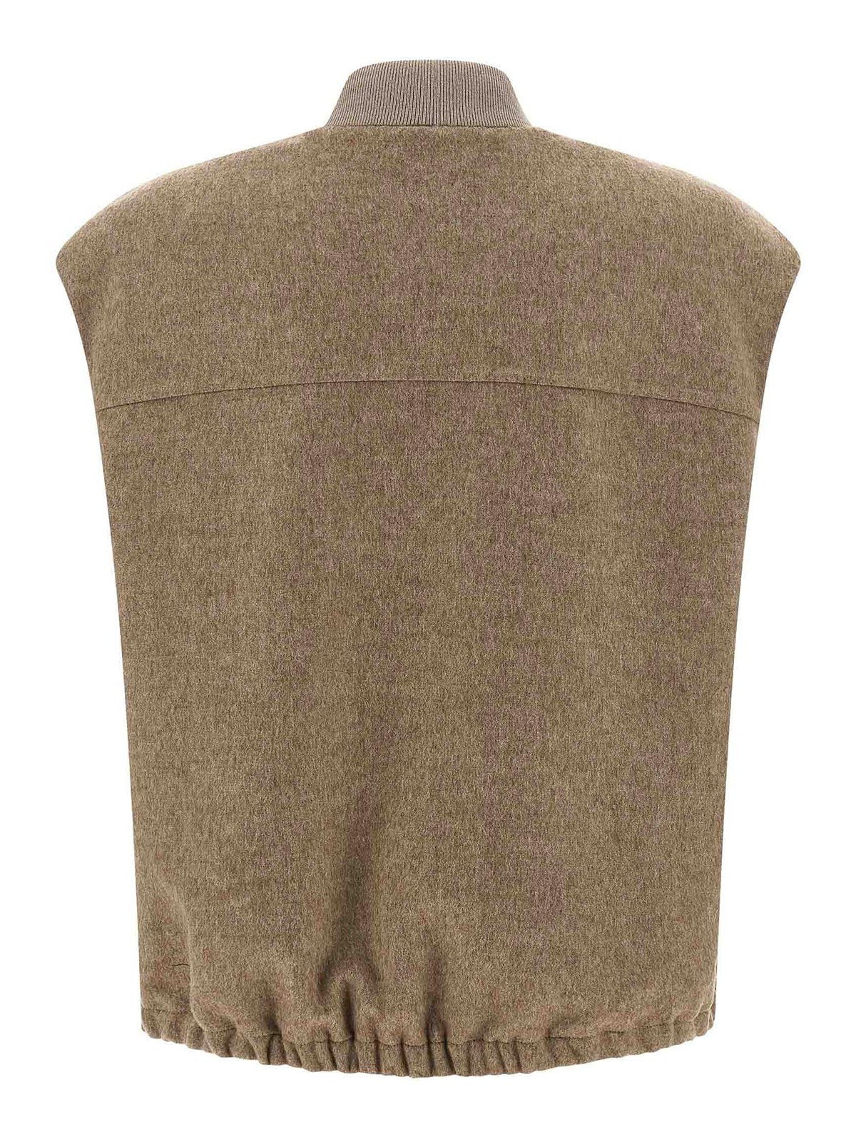 Brunello Cucinelli Vest With Shiny Zipper Pull In Brown