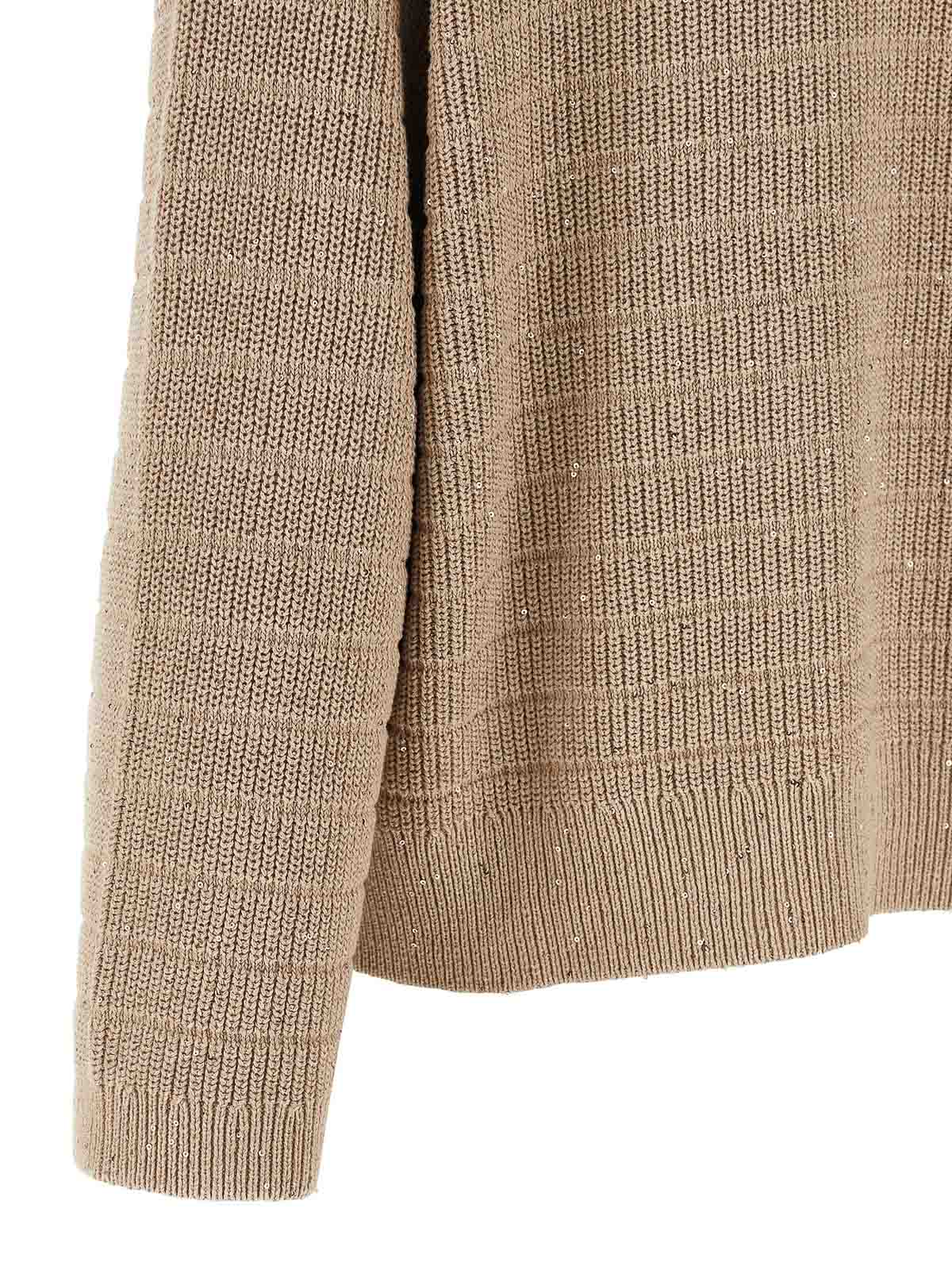 Brunello Cucinelli Diamond Cotton Sweater Sweaters And Cardigans Beige In Neutral