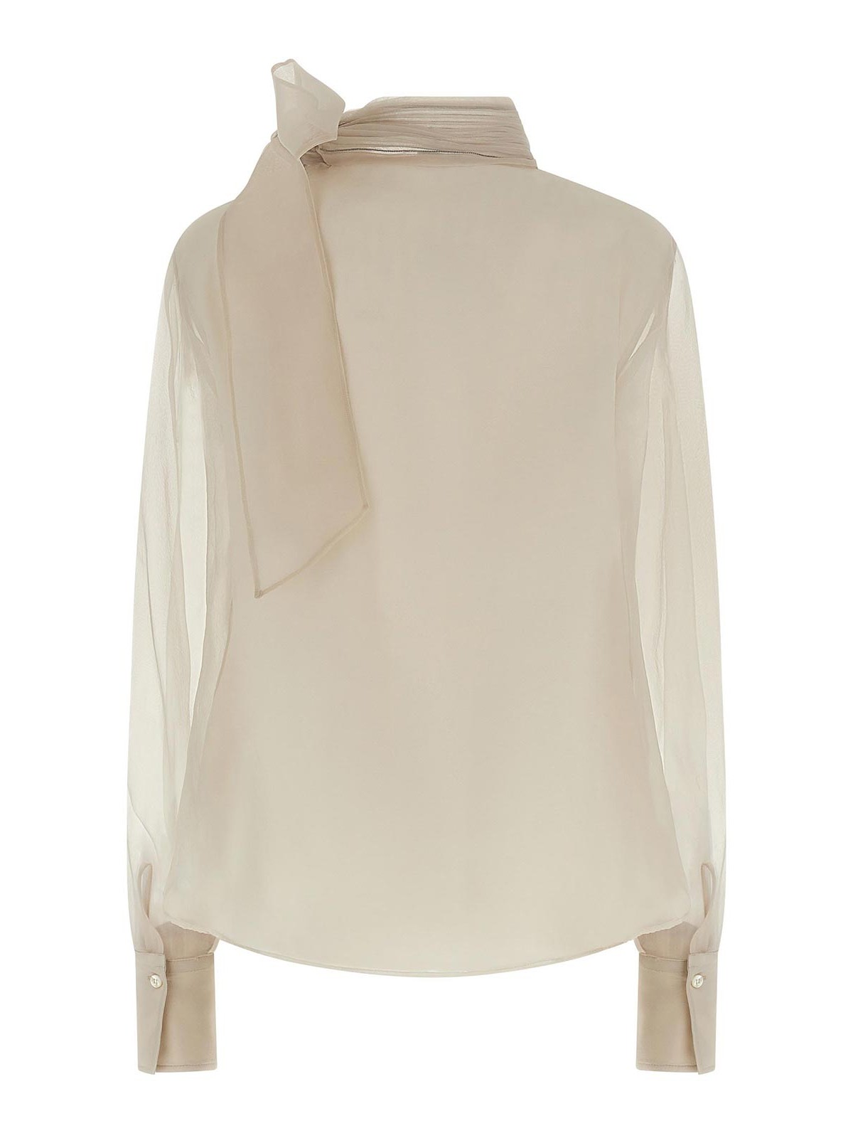 Brunello Cucinelli Silk Blouse With Lavallire In Brown