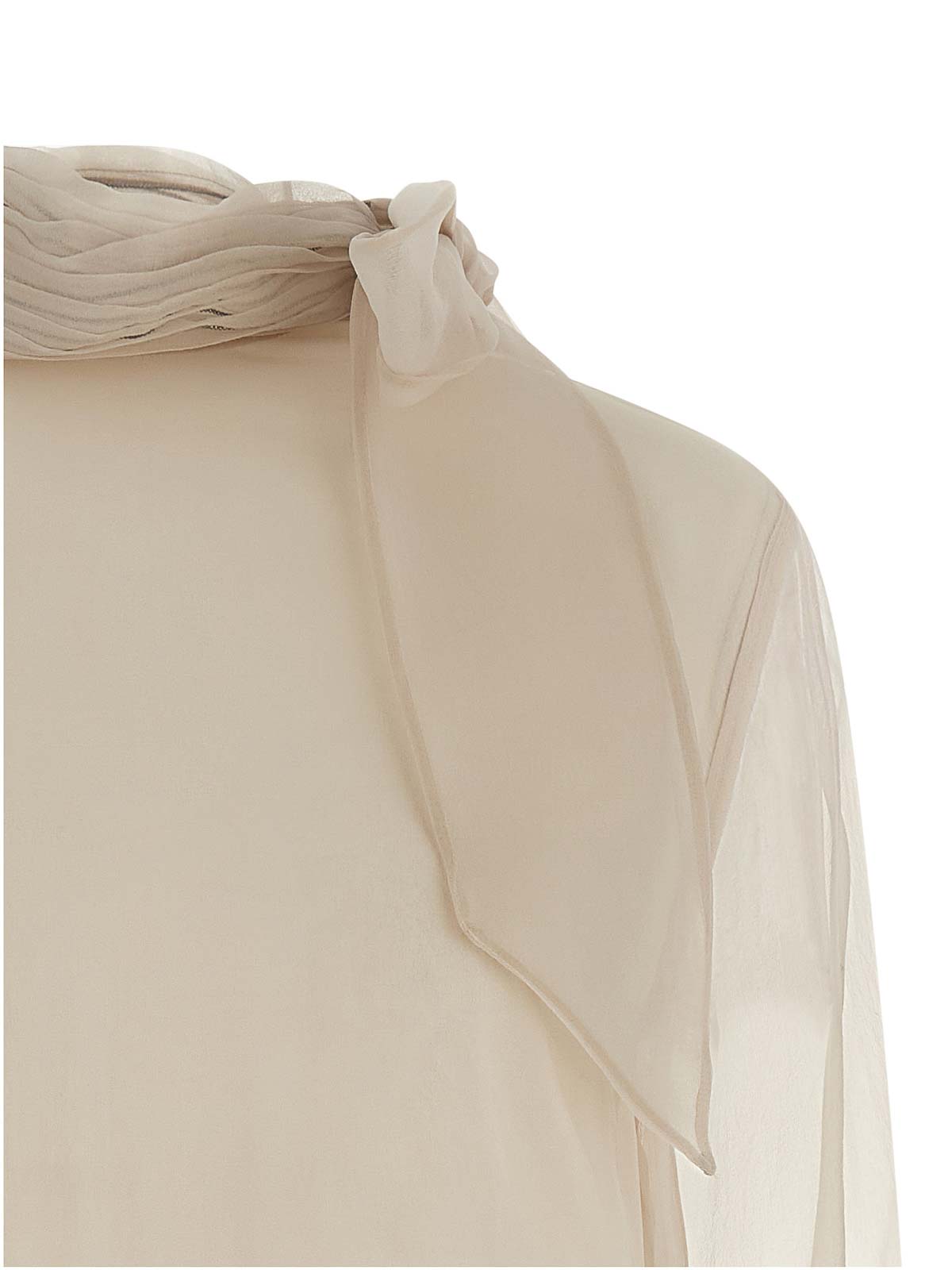 Brunello Cucinelli Silk Blouse With Lavallire In Brown
