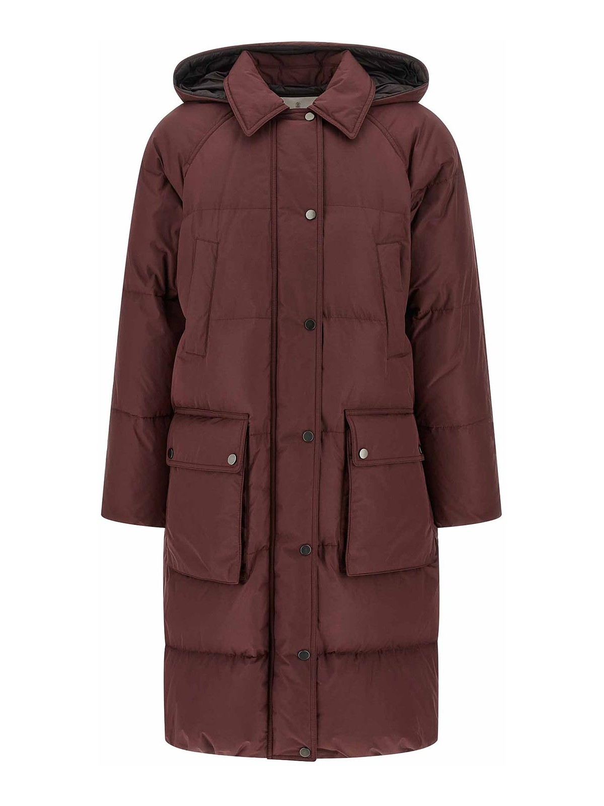 Brunello Cucinelli Shiny Zipper Pull Puffer Jackets Bordeaux In Red