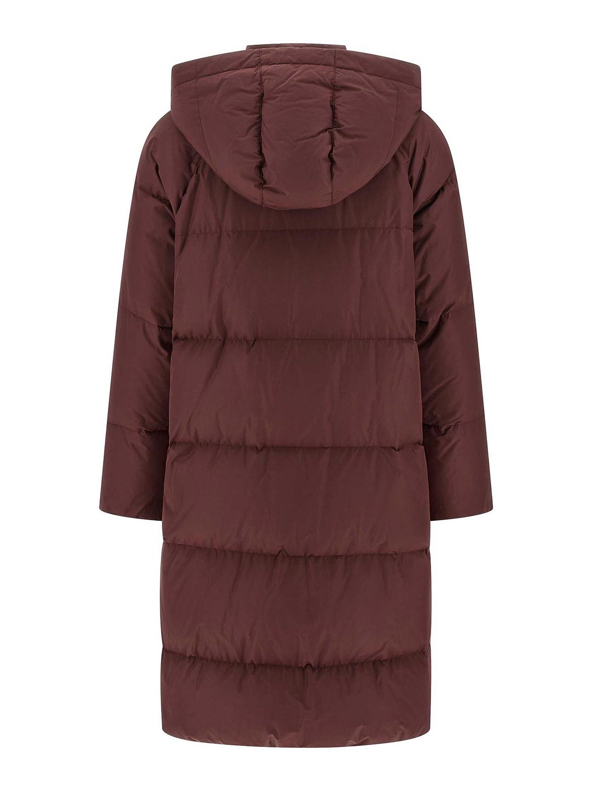 Brunello Cucinelli Shiny Zipper Pull Puffer Jackets Bordeaux In Red