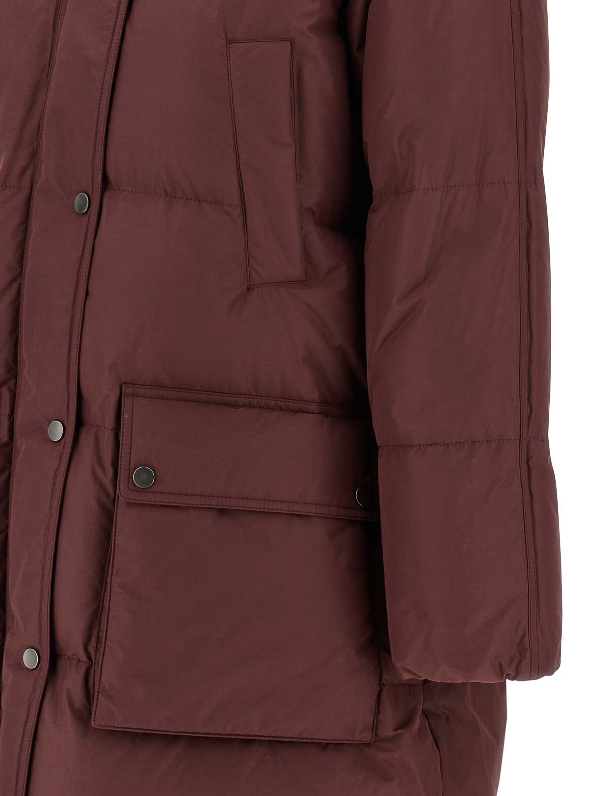 Brunello Cucinelli Shiny Zipper Pull Puffer Jackets Bordeaux In Red