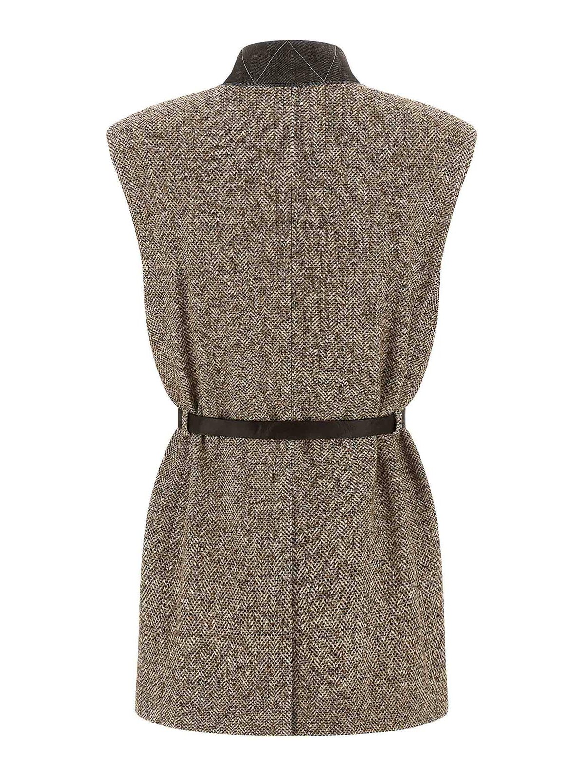 Brunello Cucinelli Women Buttoned Chevron Vest In Brown