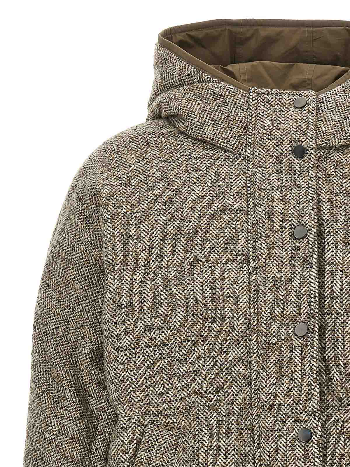 Brunello Cucinelli Reversible Down Jacket Puffer Jackets Multicolor In Multi
