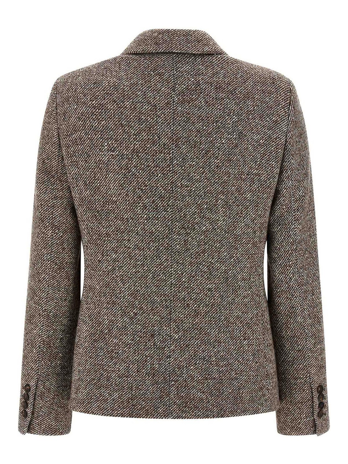 Brunello Cucinelli Wool Double-breasted Jacket With Front Pockets In Gray