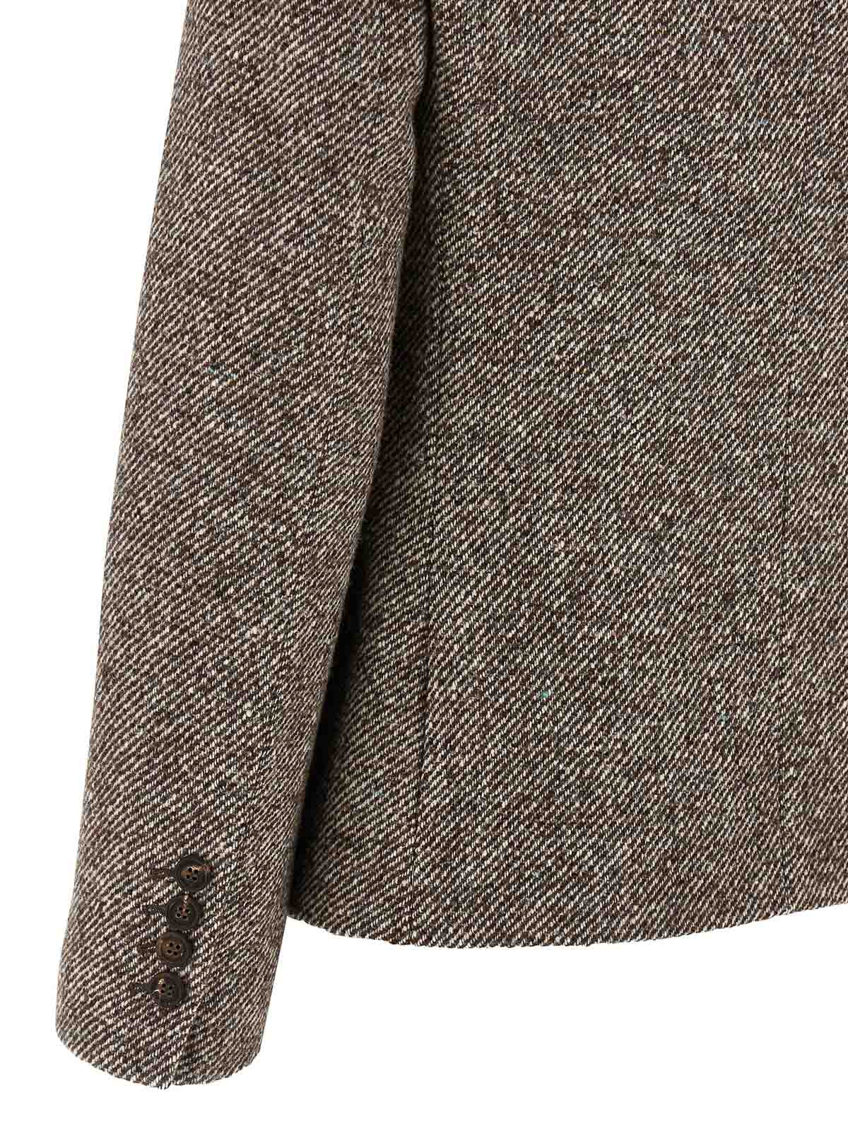 Brunello Cucinelli Wool Double-breasted Jacket With Front Pockets In Gray