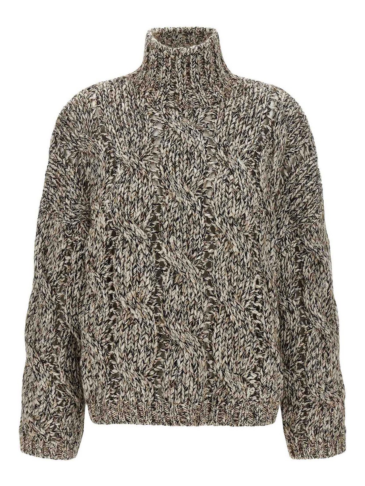 Brunello Cucinelli Women Wool And Cashmere Sweater With Sequins In Gray