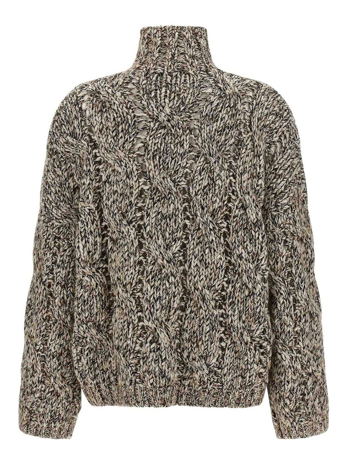 Brunello Cucinelli Women Wool And Cashmere Sweater With Sequins In Gray
