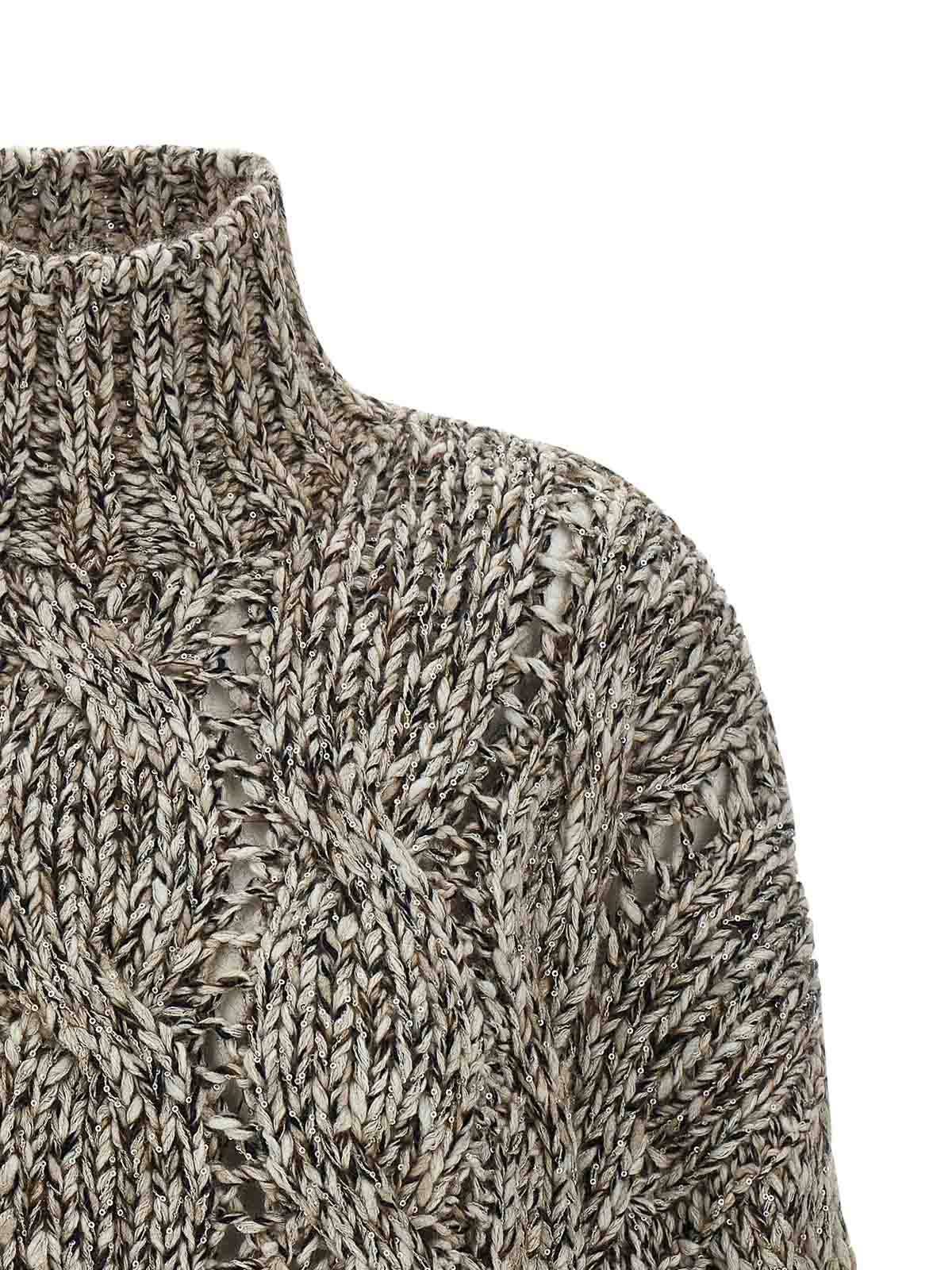 Brunello Cucinelli Women Wool And Cashmere Sweater With Sequins In Gray