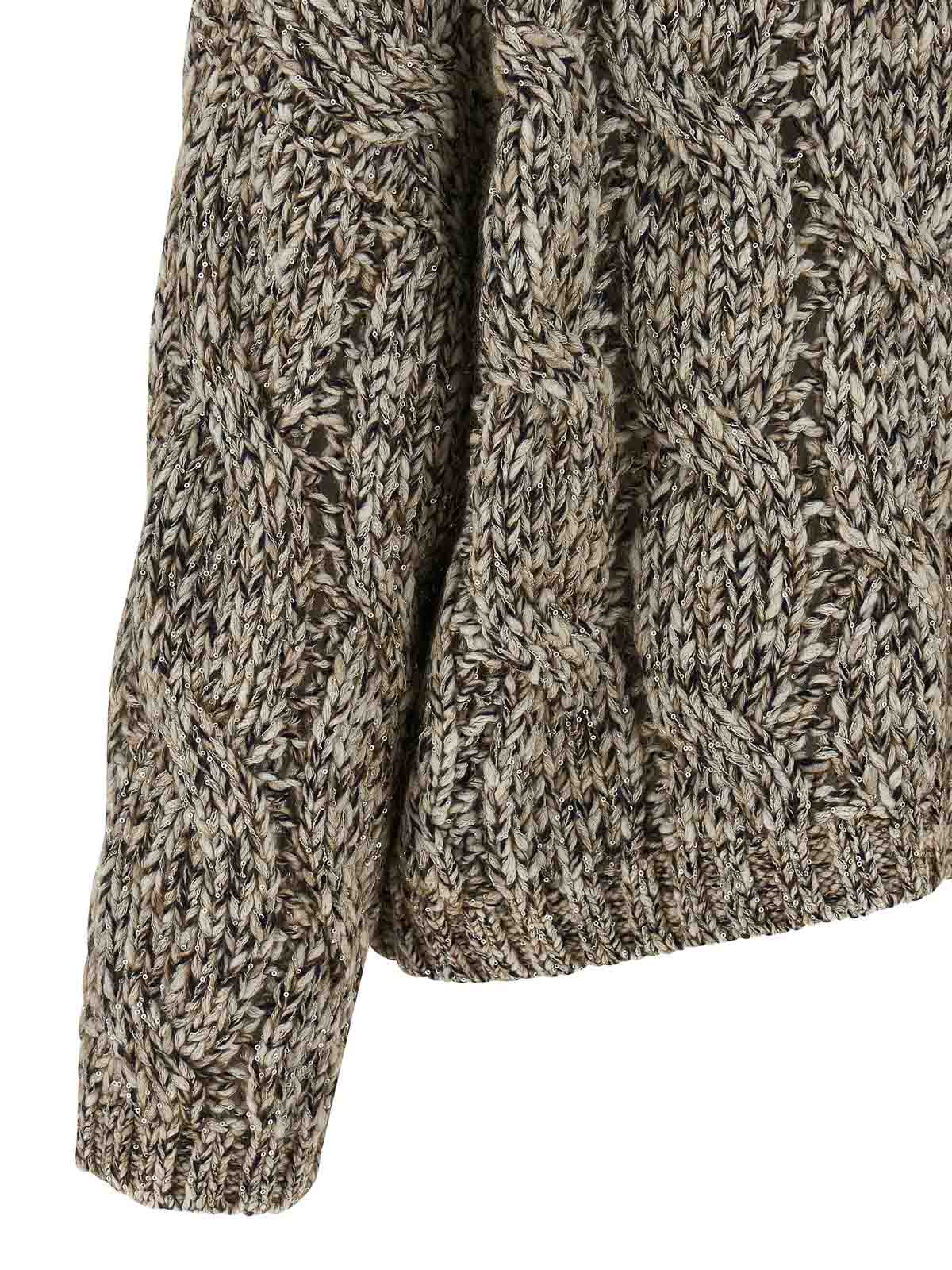 Brunello Cucinelli Women Wool And Cashmere Sweater With Sequins In Gray
