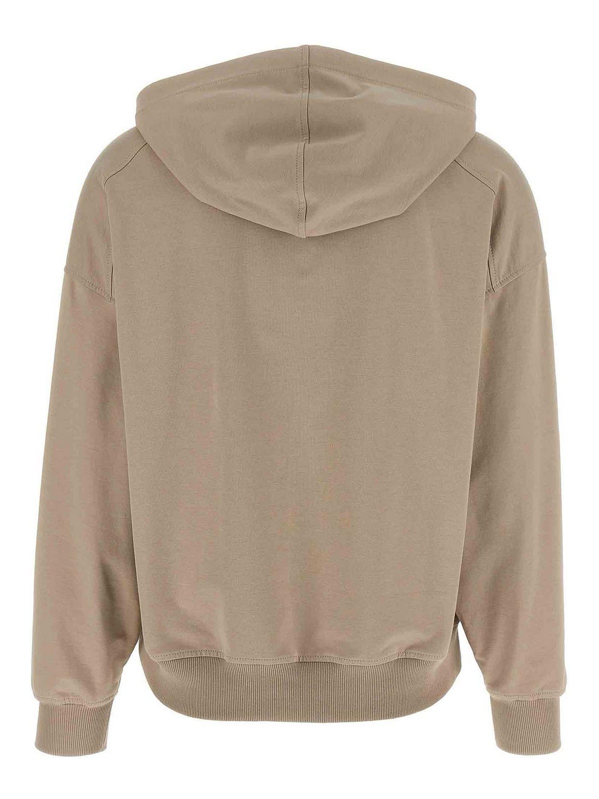Brunello Cucinelli Hooded Kangaroo Pocket Top With Ribbed Cuffs In Gray