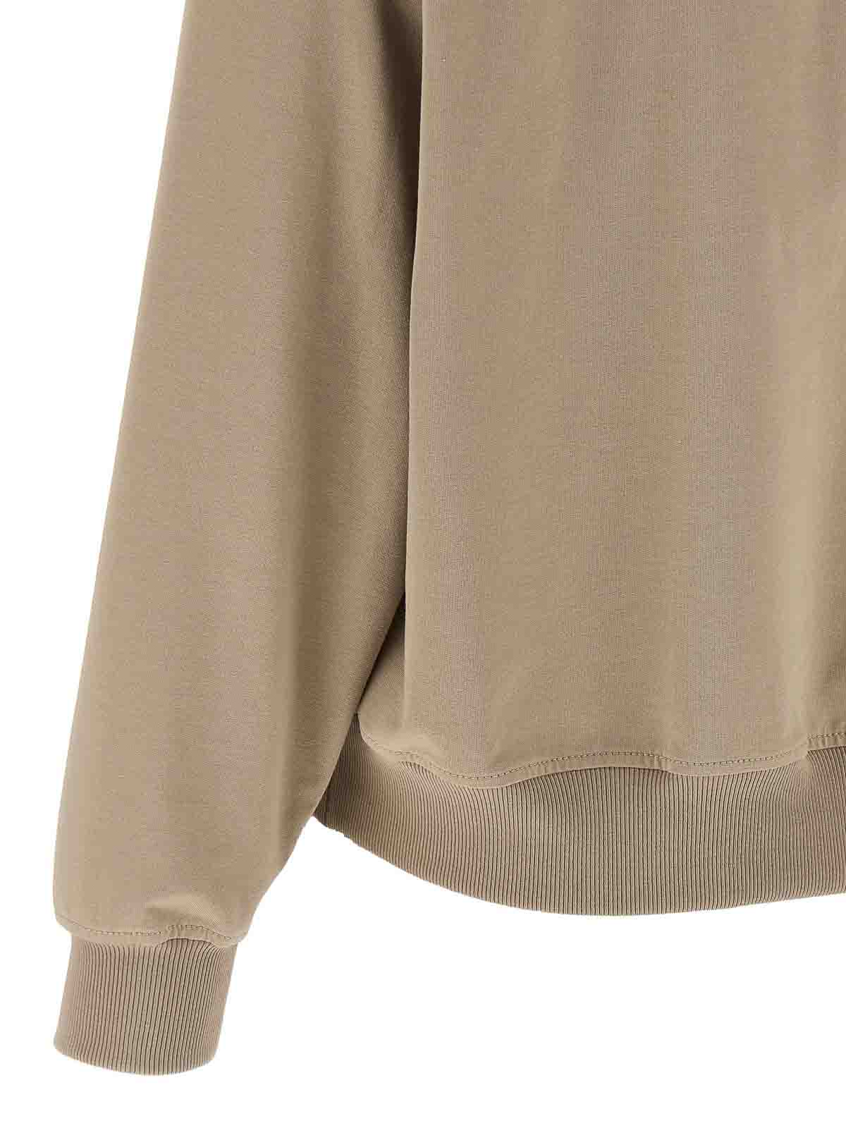 Brunello Cucinelli Hooded Kangaroo Pocket Top With Ribbed Cuffs In Gray