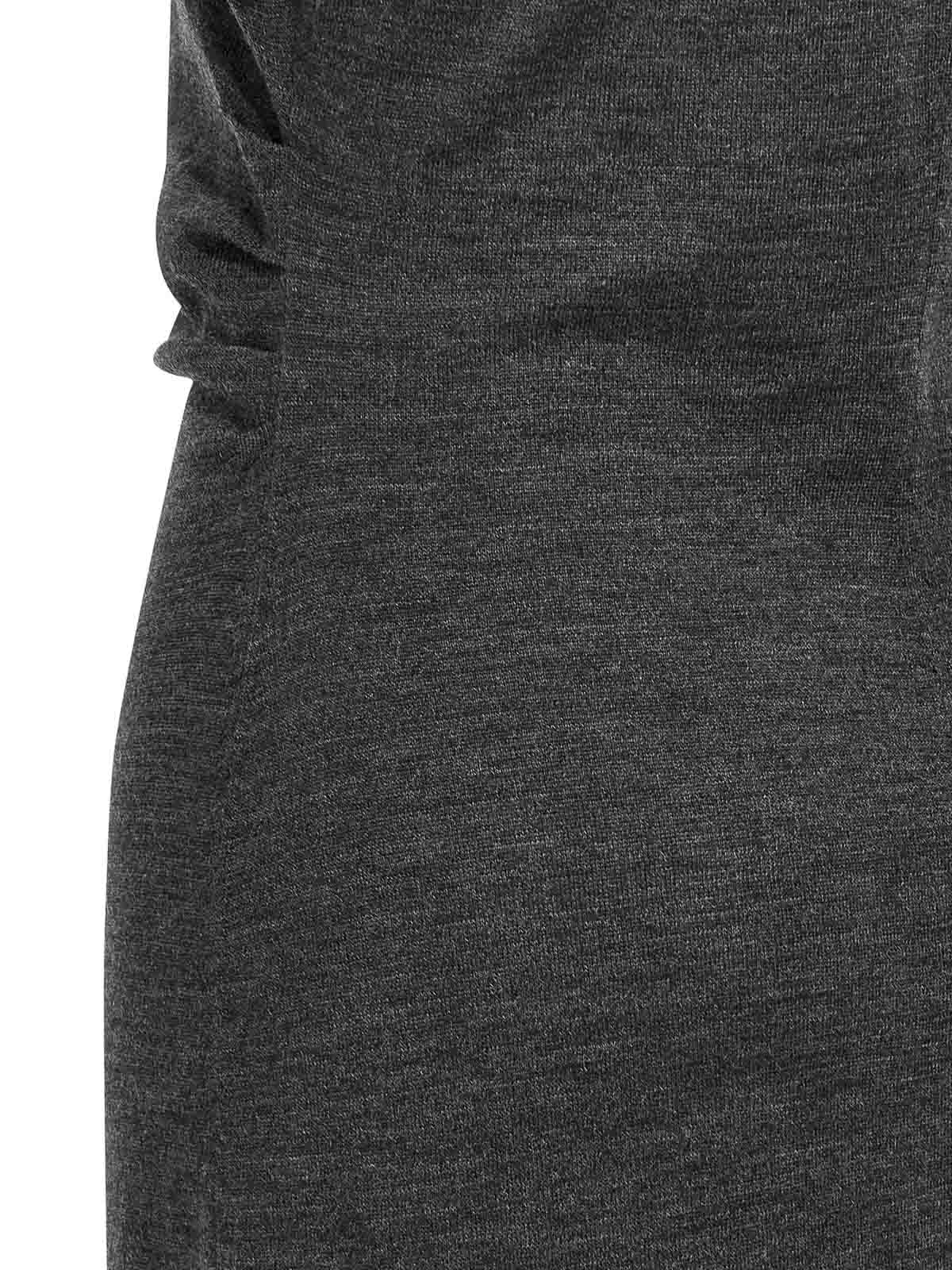 Brunello Cucinelli Wool Dress With Ruched Detail And Stretch Fabric In Black