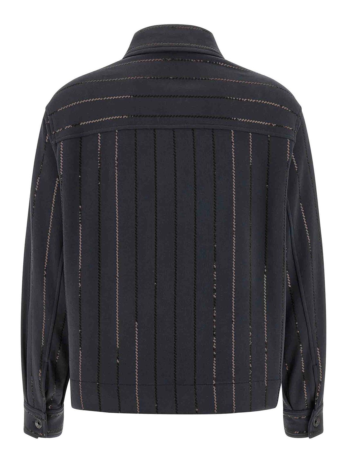 Brunello Cucinelli Knitwear With Chest Pockets And Collared Neck In Gray