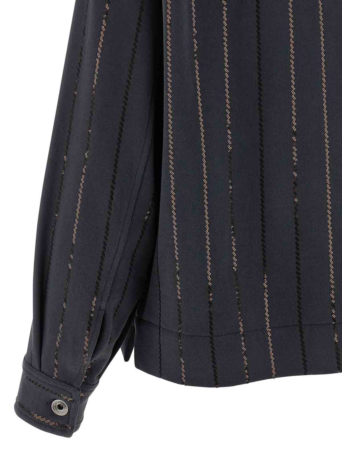 Brunello Cucinelli Knitwear With Chest Pockets And Collared Neck In Gray