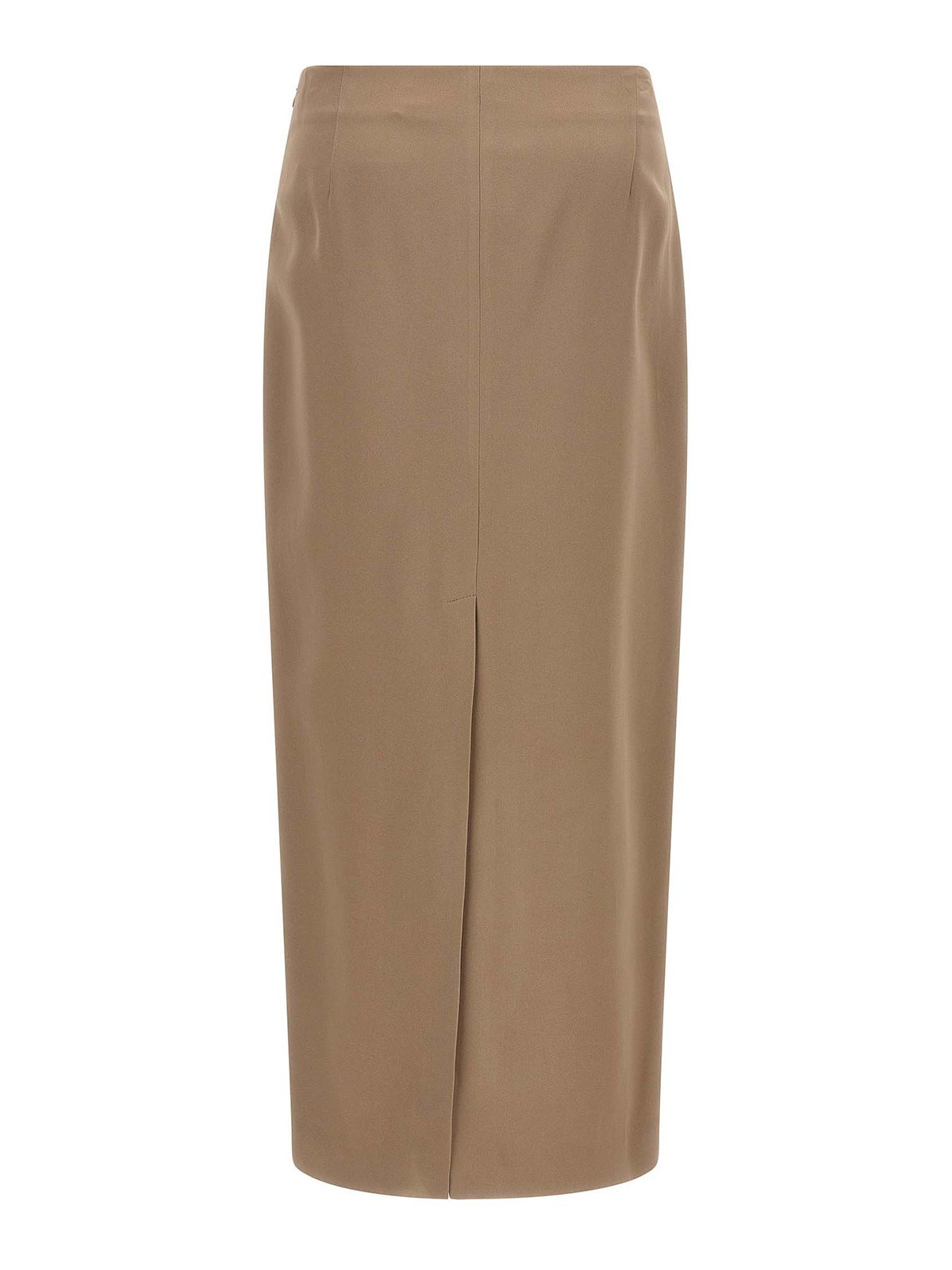 Brunello Cucinelli Long Skirt With Back And Side Slits In Brown