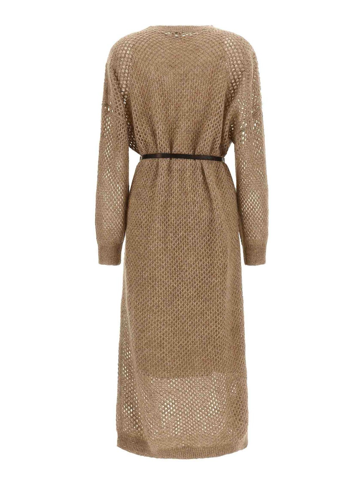 Brunello Cucinelli Women Mohair Blend Long Dress With Sequins In Black