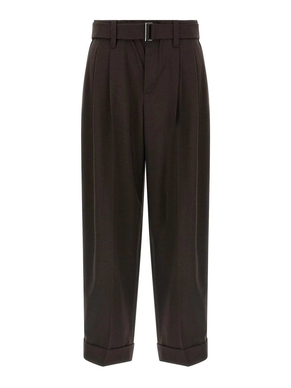 Brunello Cucinelli Baggy Wool Pants In Brown