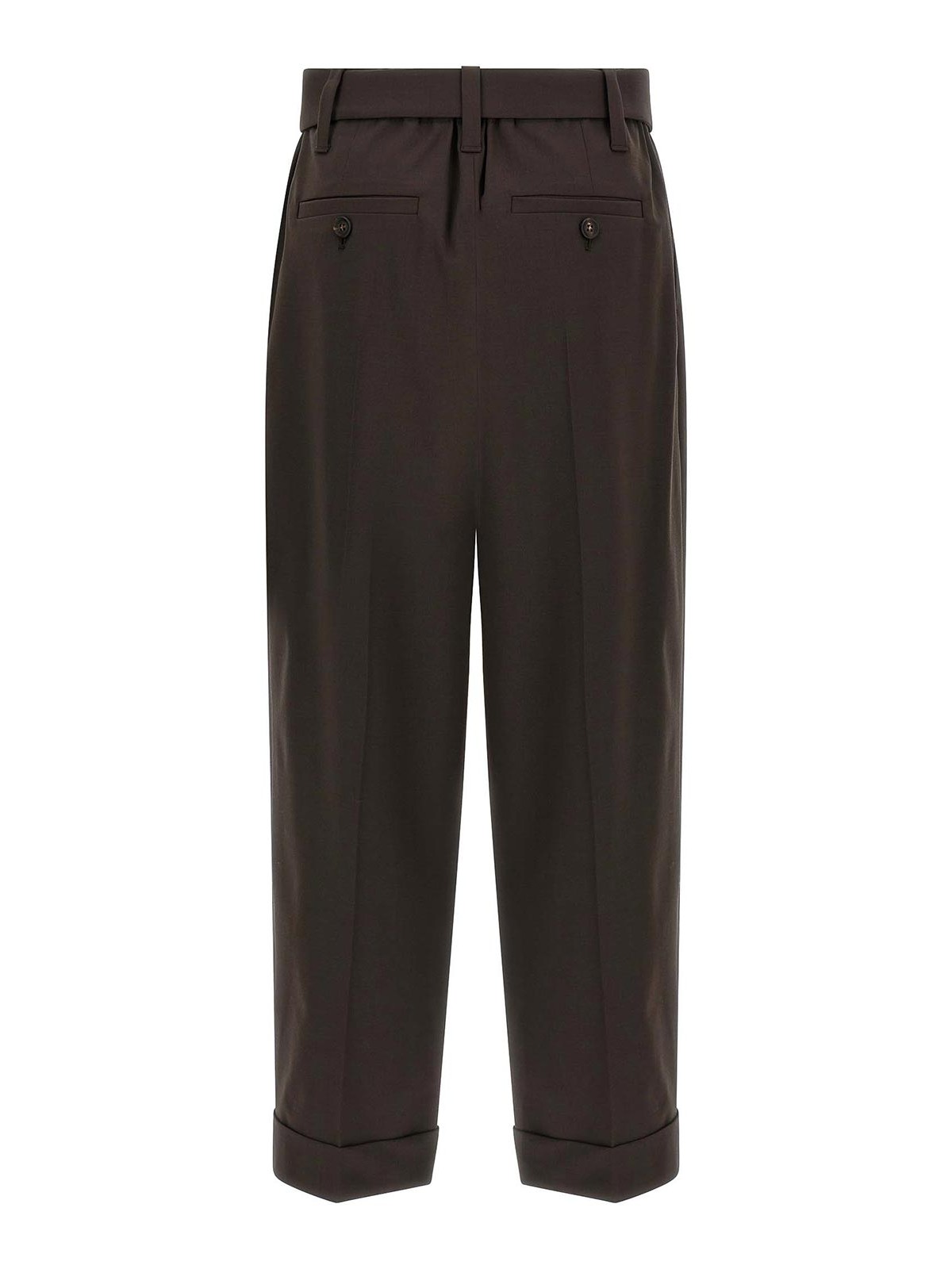 Brunello Cucinelli Baggy Wool Pants In Brown