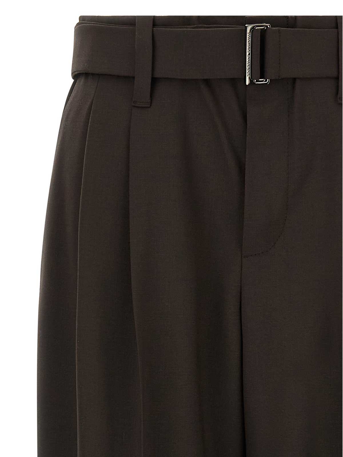 Brunello Cucinelli Baggy Wool Pants In Brown