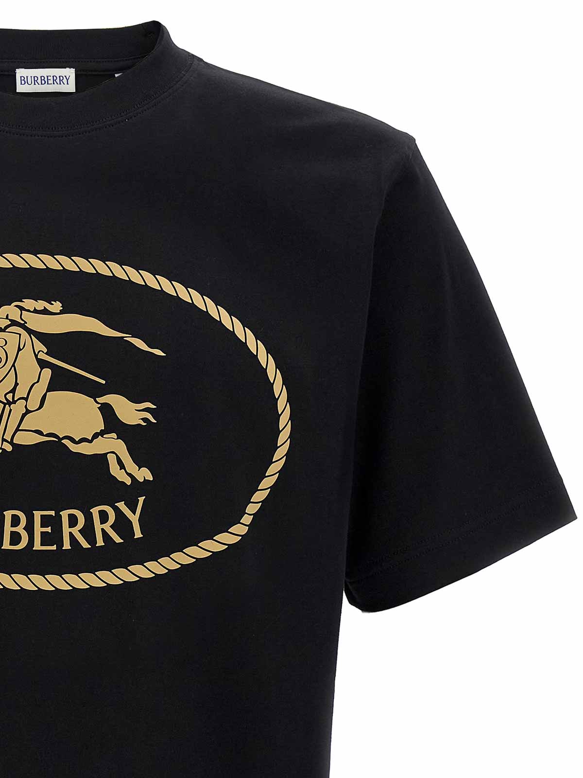 Burberry Cotton T-shirt With Knight Stamp In Black
