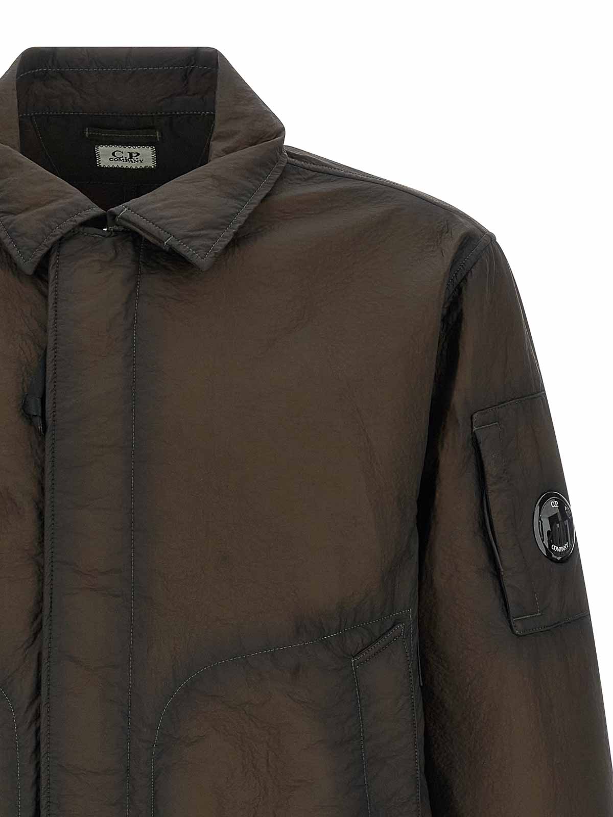C.p. Company Bi-film Felt Jacket Puffer Jackets Green In Brown