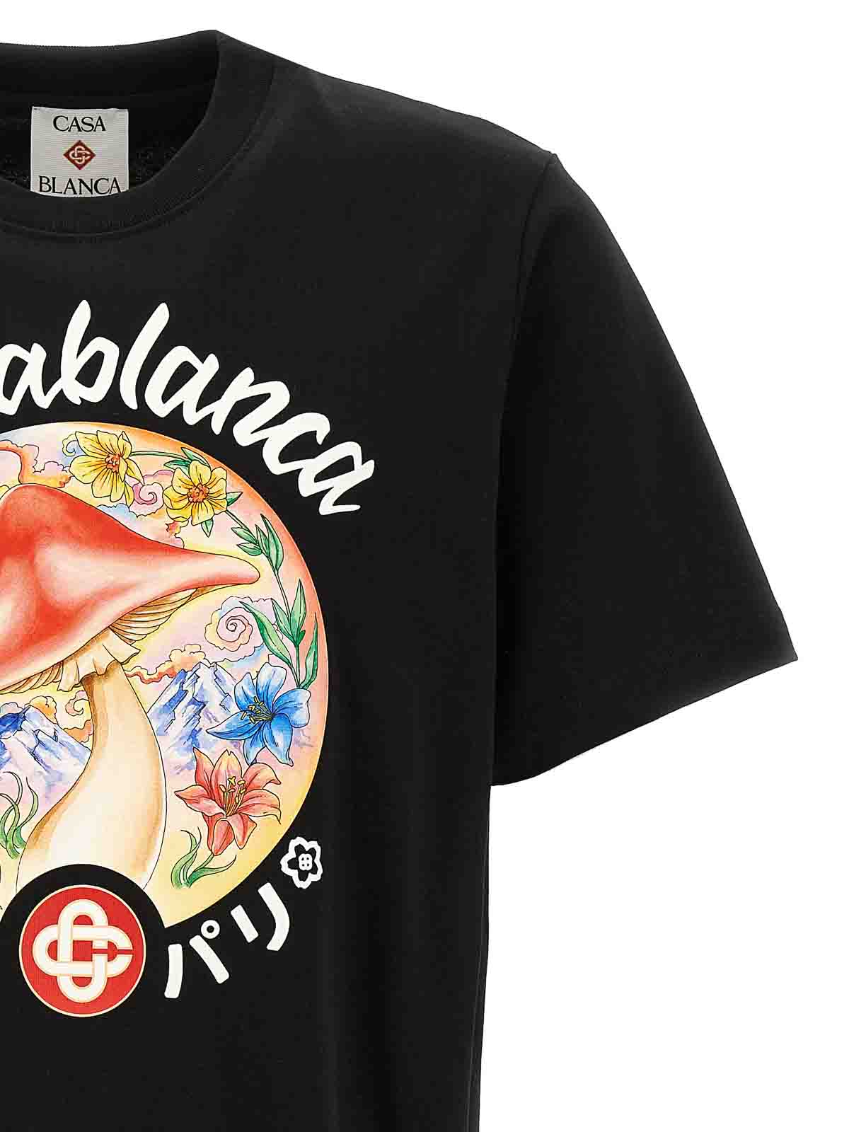 Casablanca Black Crewneck T-shirt With Logo On The Front In Black