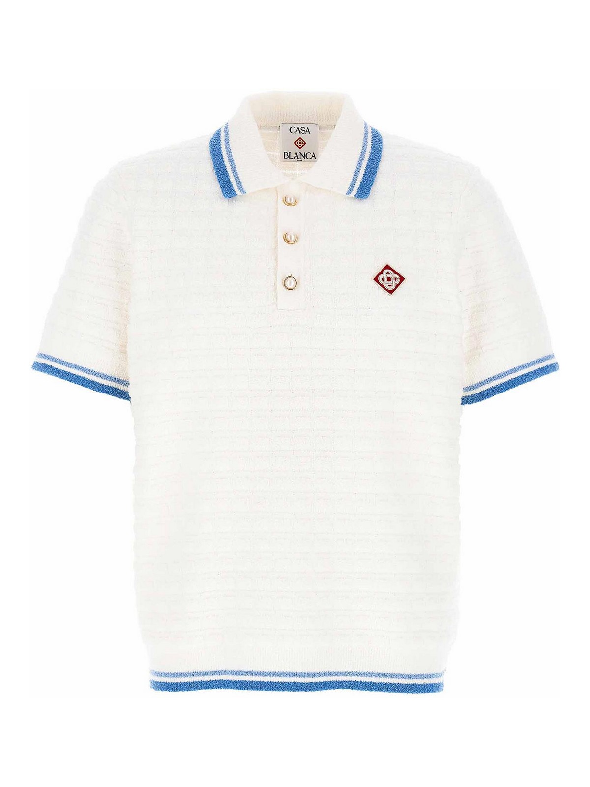 Casablanca White Shirt With Classic Collar And Chest Logo Patch In Cotton Man In White