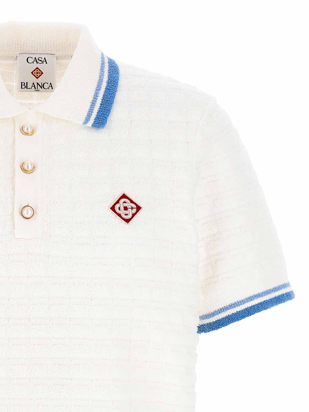 Casablanca White Shirt With Classic Collar And Chest Logo Patch In Cotton Man In White