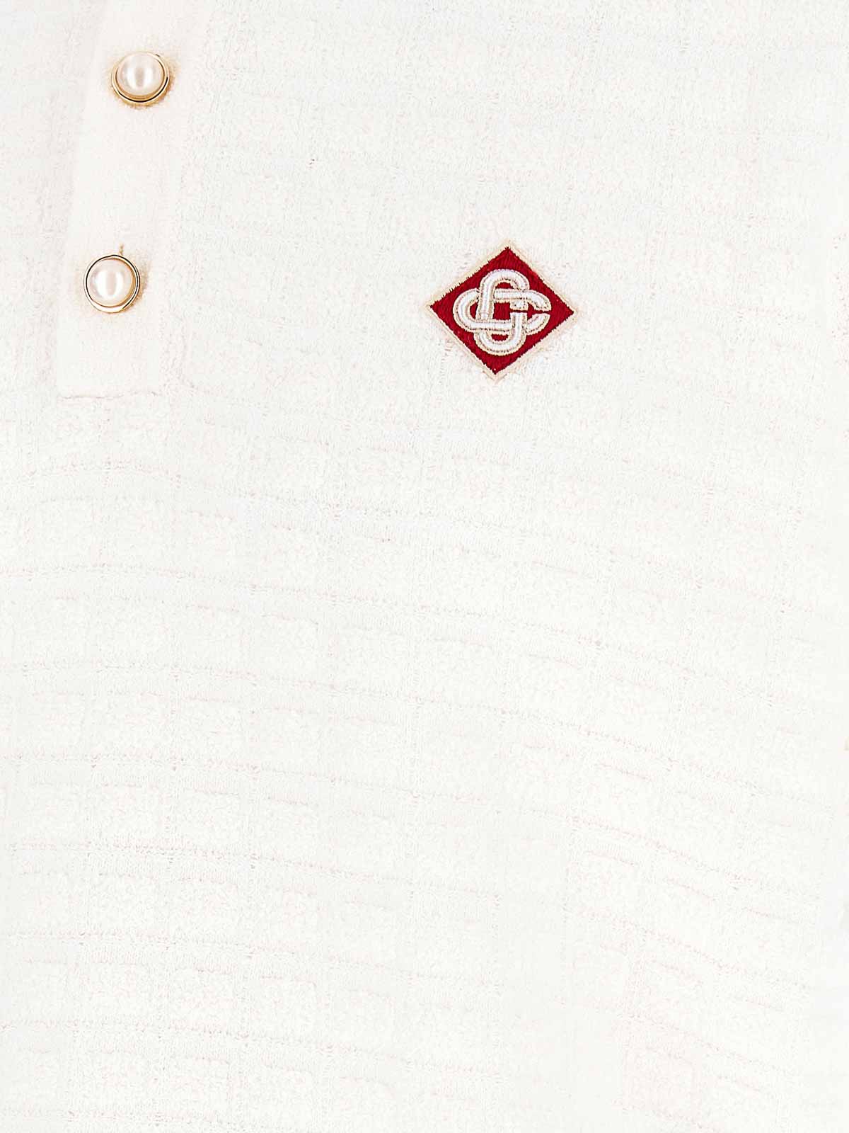 Casablanca White Shirt With Classic Collar And Chest Logo Patch In Cotton Man In White