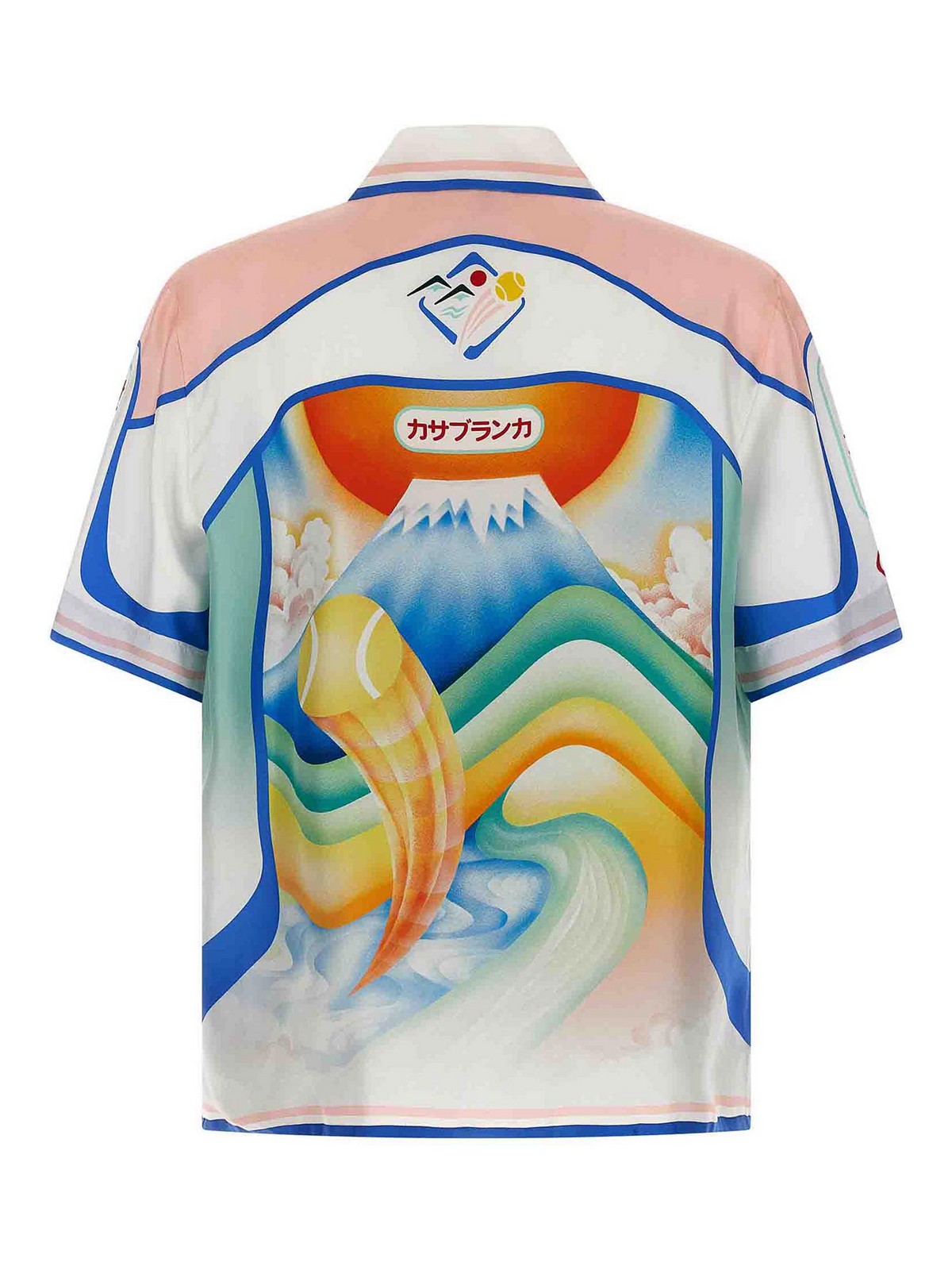 Casablanca Cuban Collar Short Sleeve Shirt In White