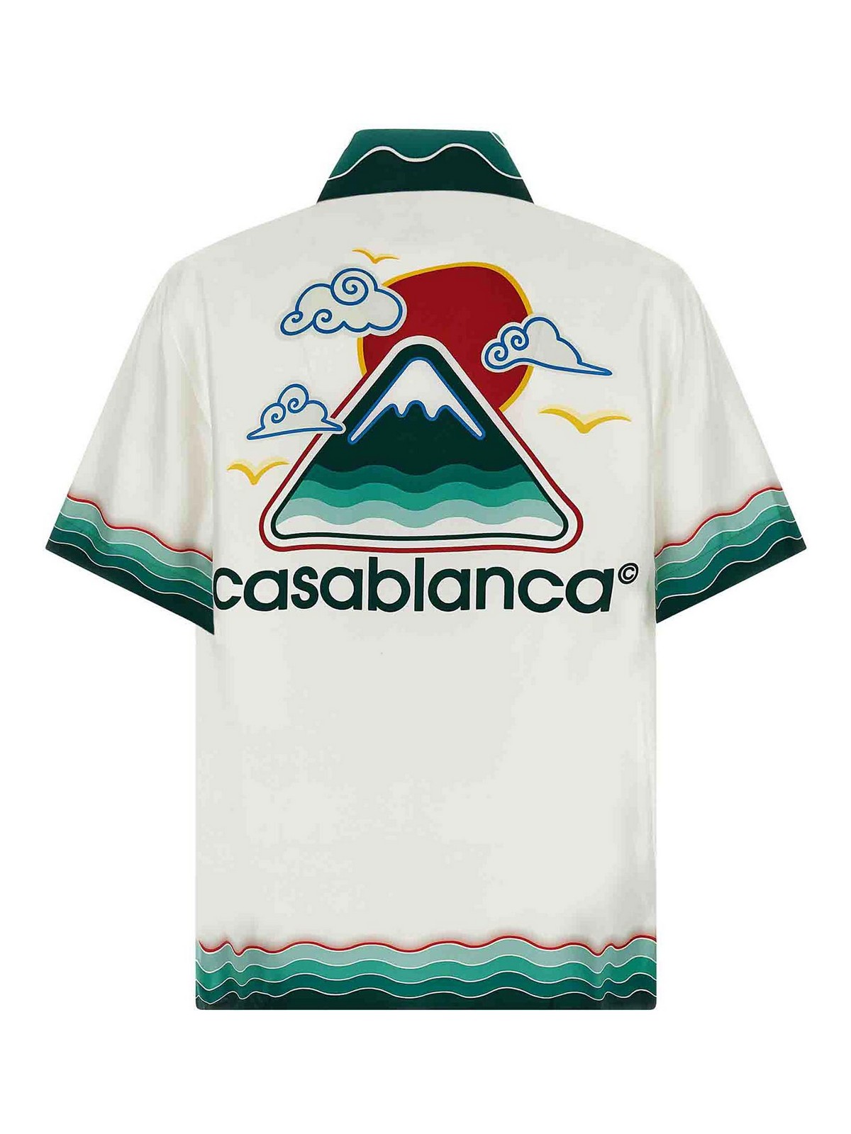Casablanca White Silk Wavy Mountains Cuban Collar Shirt In White