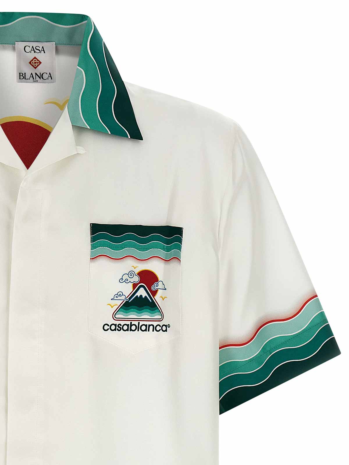 Casablanca White Silk Wavy Mountains Cuban Collar Shirt In White