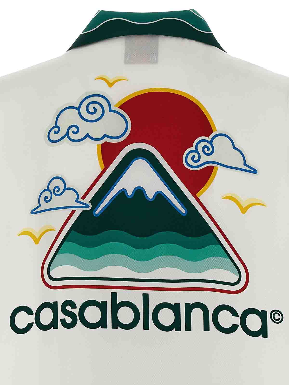 Casablanca White Silk Wavy Mountains Cuban Collar Shirt In White