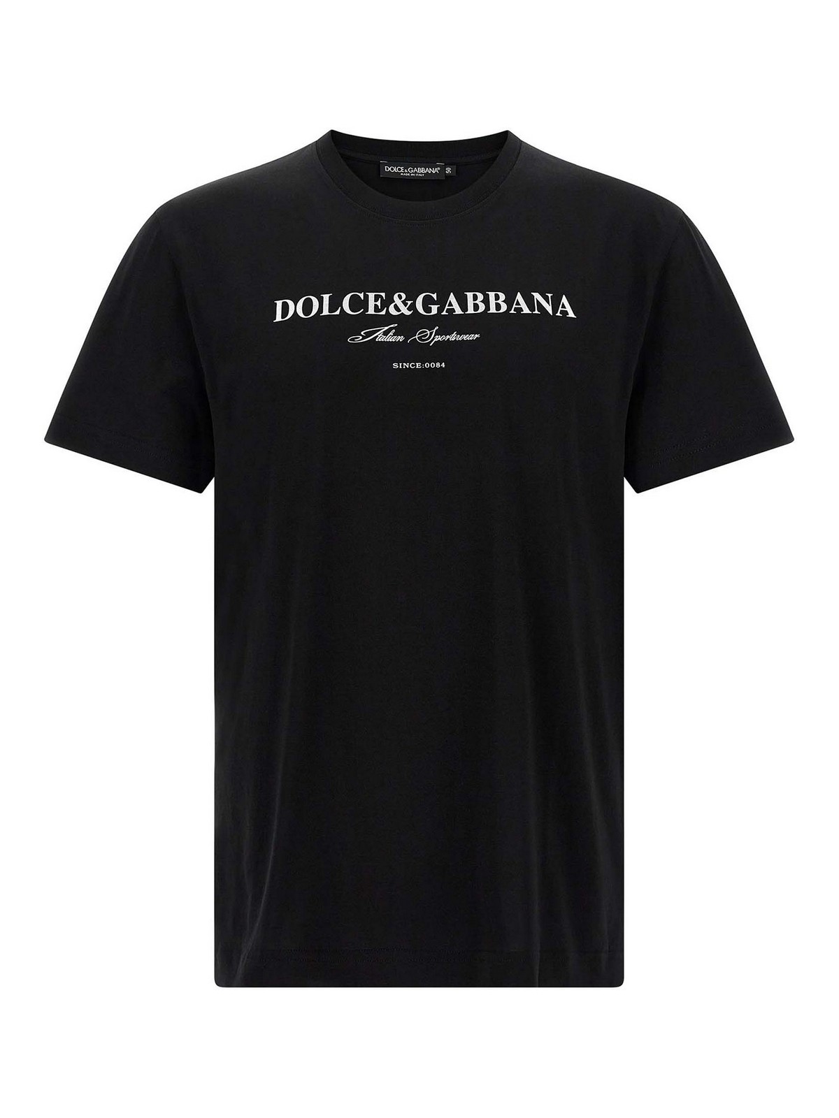 Dolce & Gabbana Graphic Crew Neck T-shirt With Short Sleeves In Black
