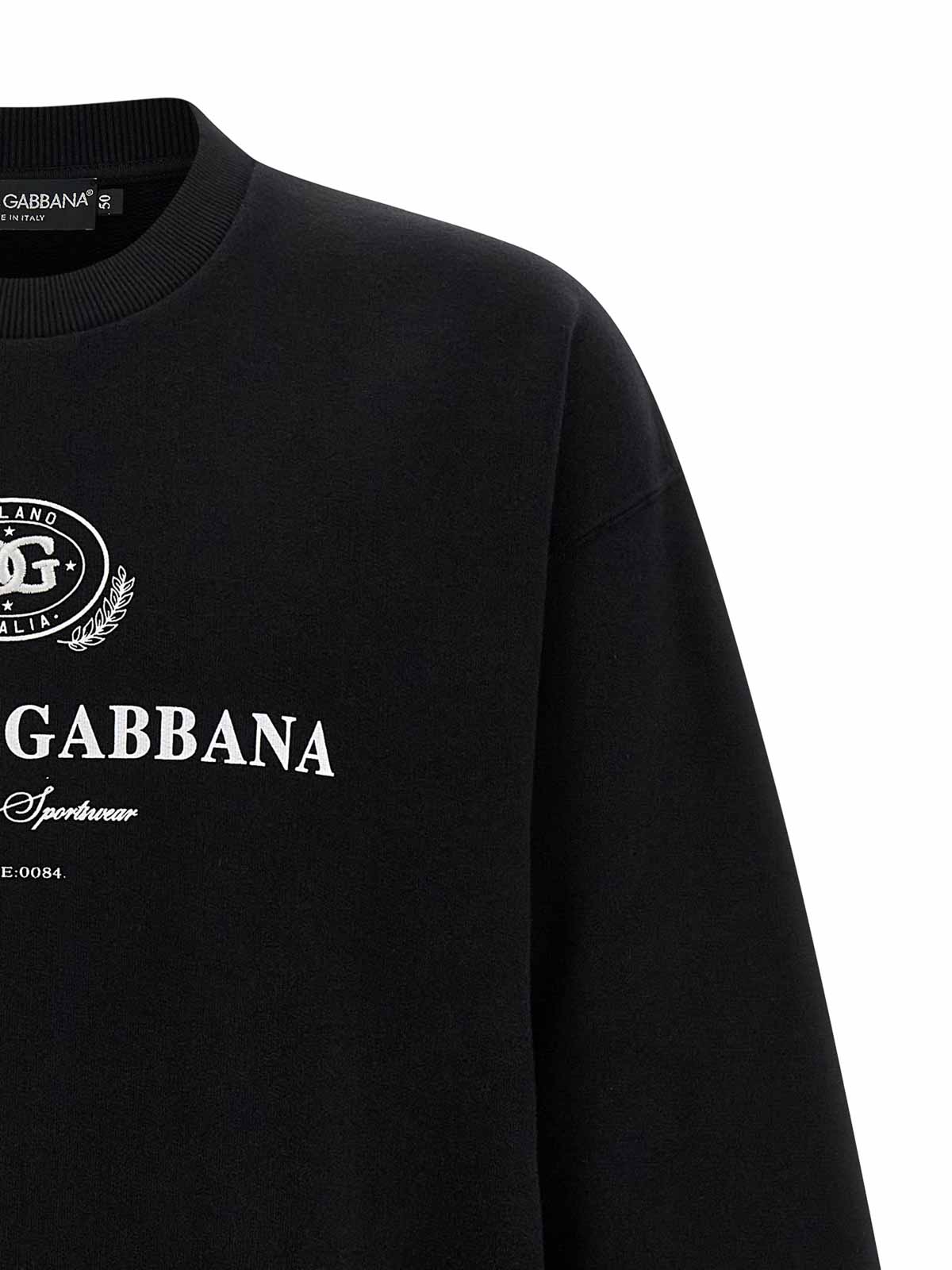 Dolce & Gabbana Logo-embellished Black Sweatshirt With Ribbed Detailing In Black