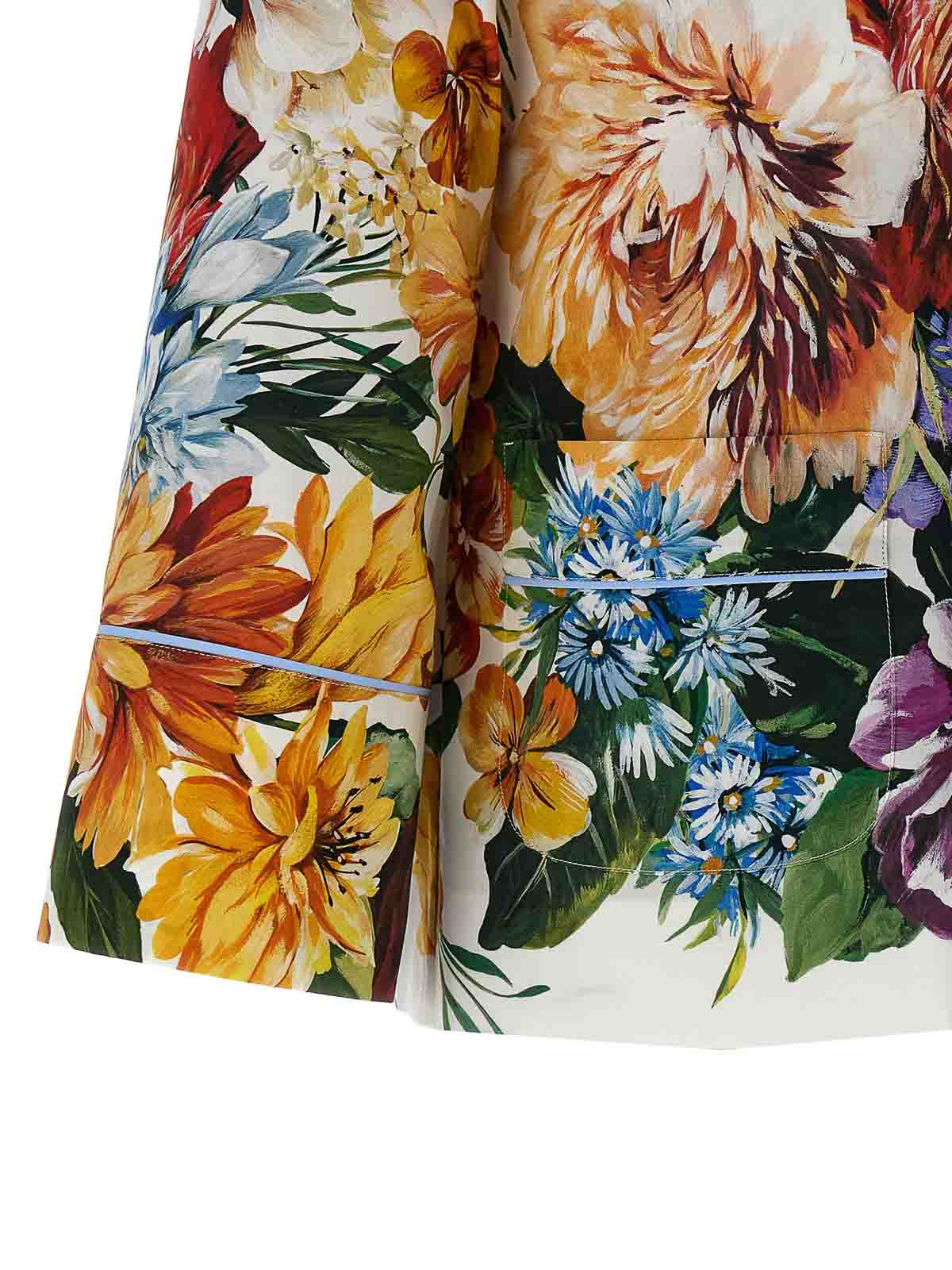 Dolce & Gabbana Floral Pattern Collared Neck Long Sleeves Shirt In Blue