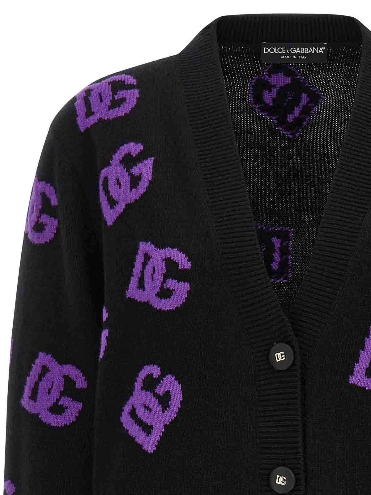 Dolce & Gabbana Logo Cardigan Sweaters And Cardigans Multicolor In Black