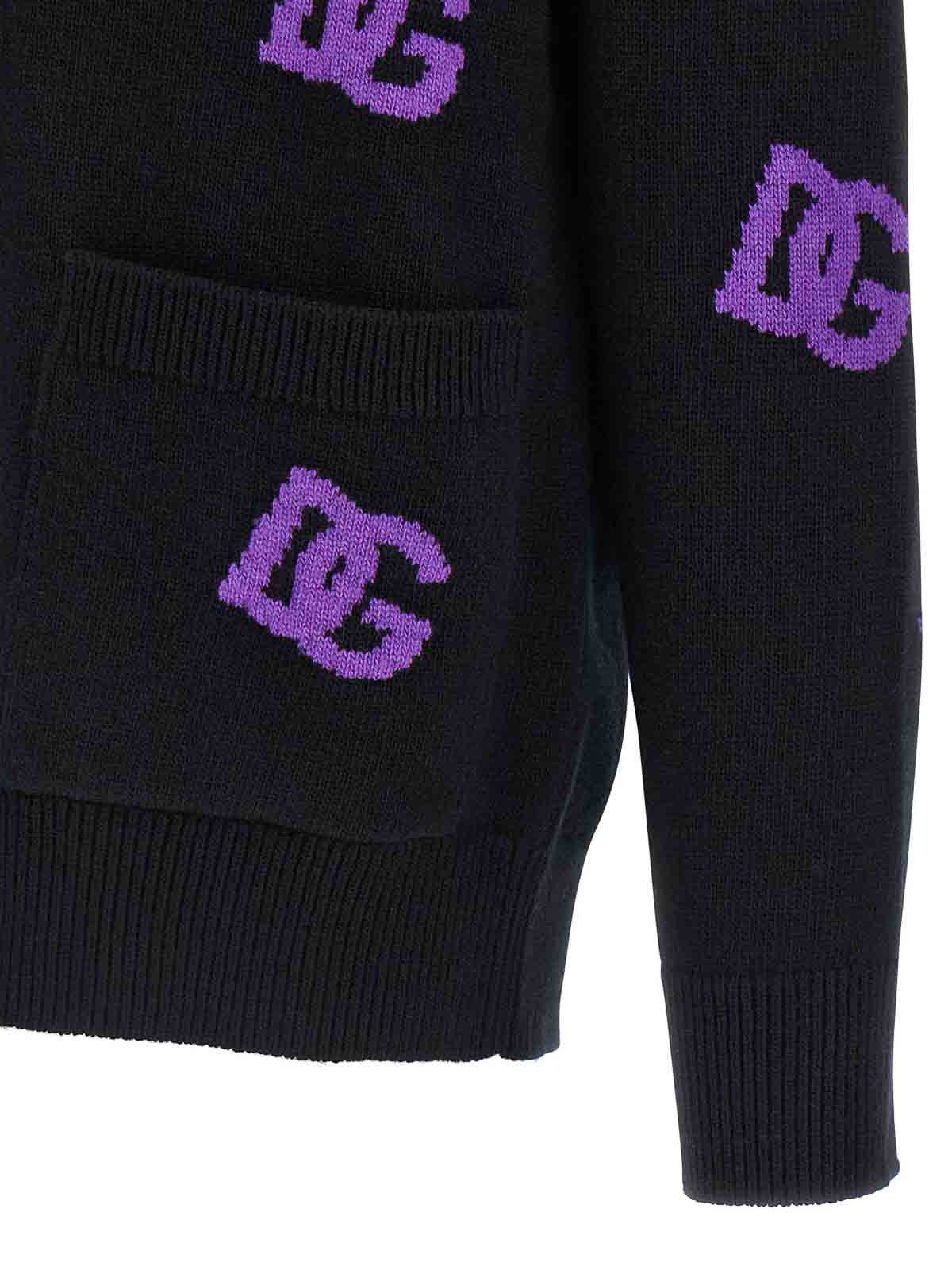 Dolce & Gabbana Logo Cardigan Sweaters And Cardigans Multicolor In Black