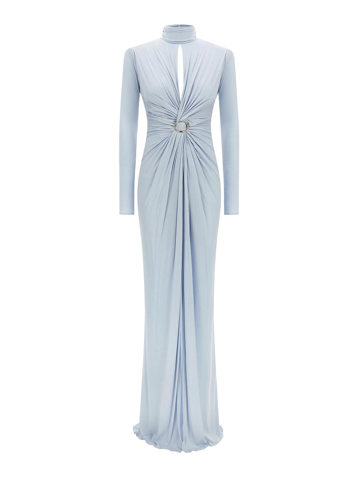 Elisabetta Franchi Light Blue Red Carpet Long Dress In Blue