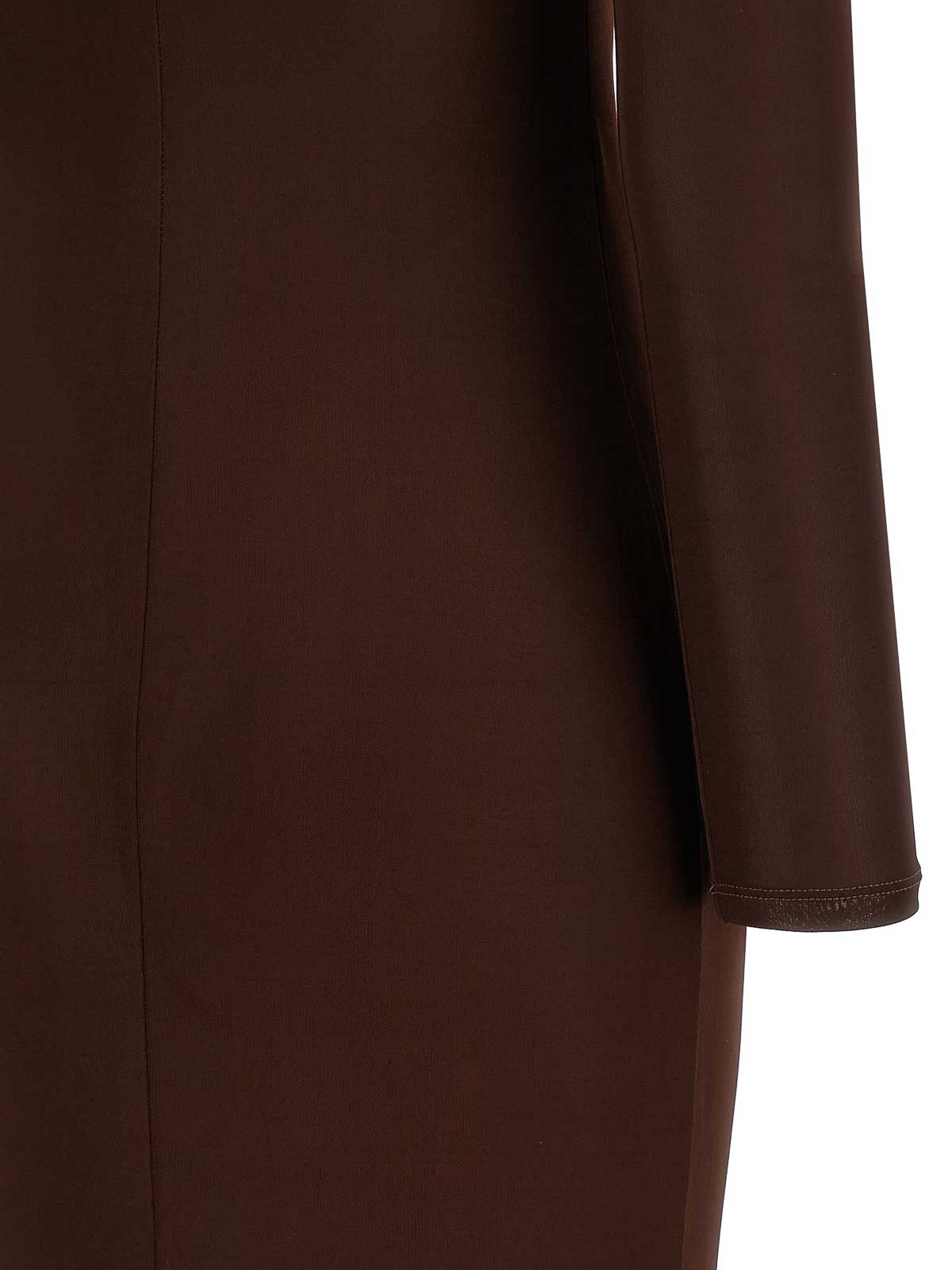 Elisabetta Franchi Draped Chain Detail Dress With Back Slit In Brown