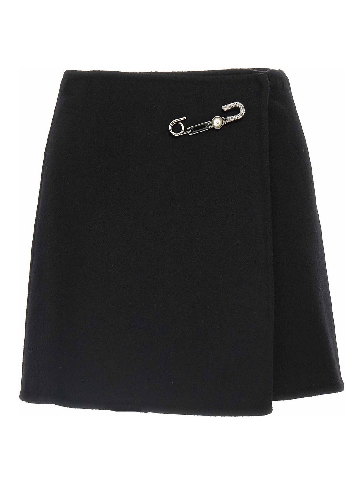 Ermanno Scervino Elegant Skirt Made From Virgin Wool Featuring Jewel Details In Black