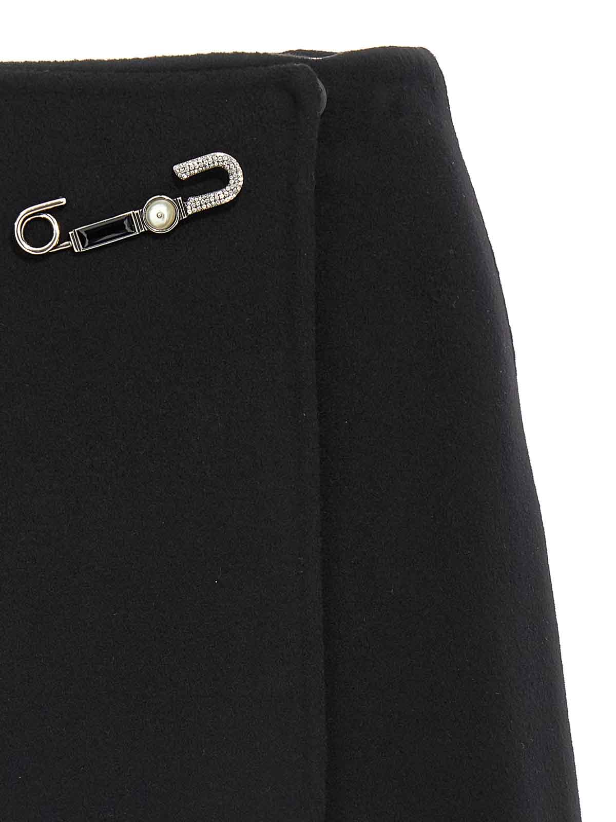 Ermanno Scervino Elegant Skirt Made From Virgin Wool Featuring Jewel Details In Black