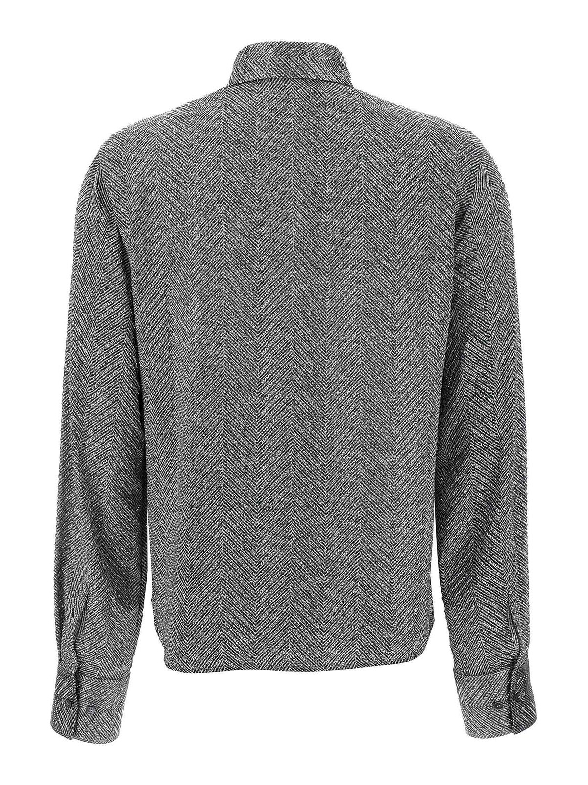 Ermanno Scervino Rhinestone-embellishment Herringbone Shirt In Gray