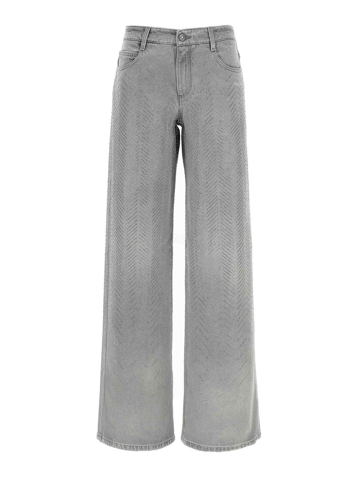Ermanno Scervino Rhinestone Jeans In Gray