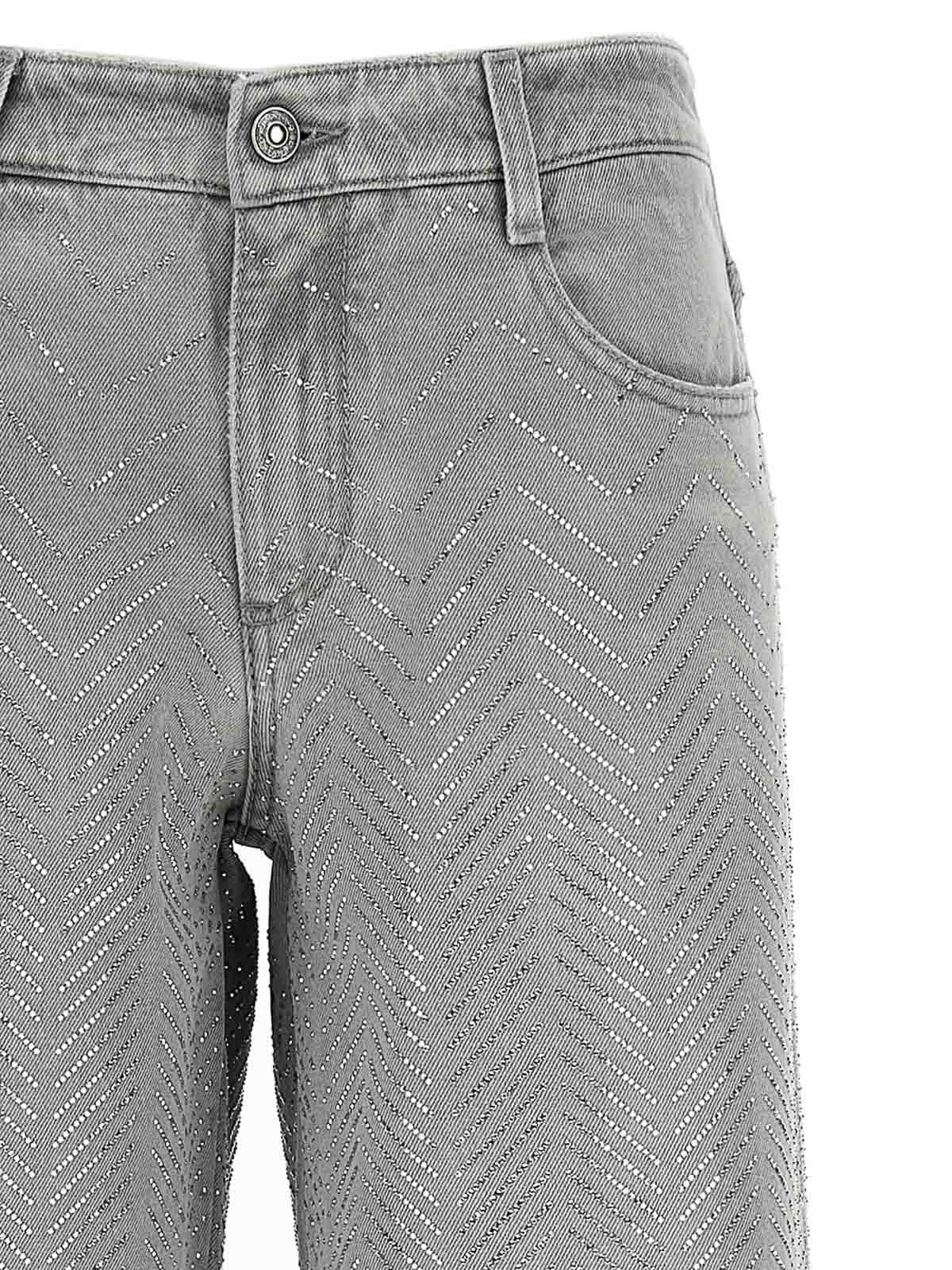 Ermanno Scervino Rhinestone Jeans In Gray